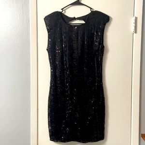 Black sequin mini dress